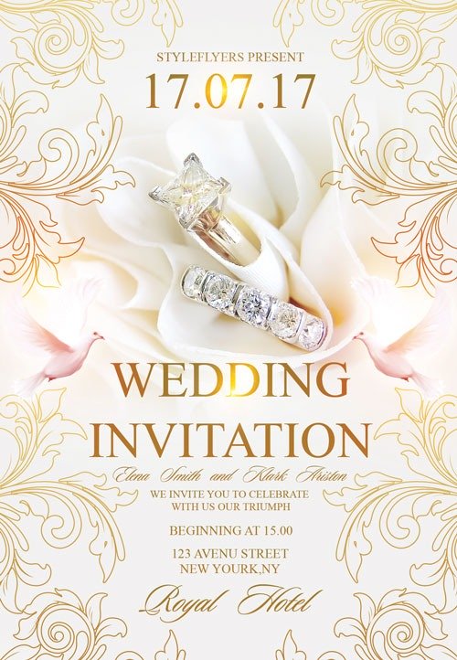 Printable Wedding Invitation Flyer Template Sample