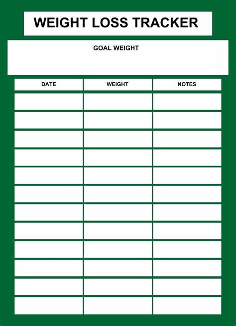 Printable Weight Loss Log Template Sample