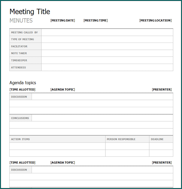 Professional Meeting Minutes Template Example