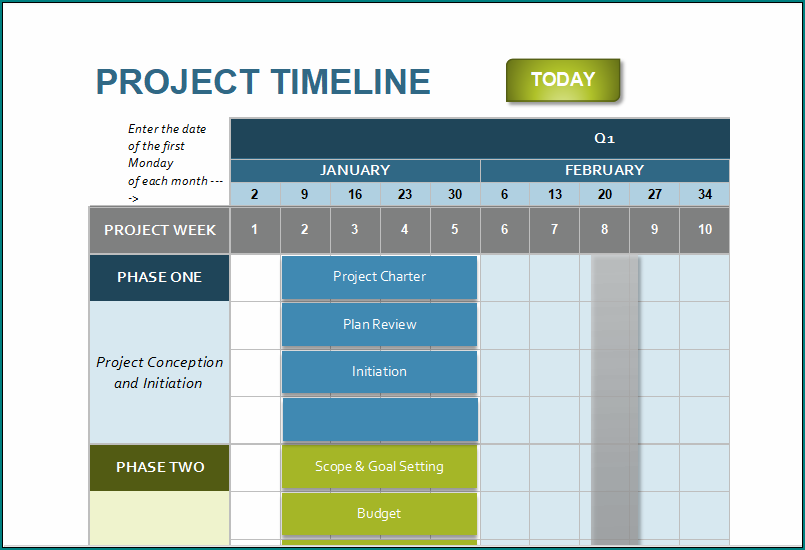 》Free Printable Project Timeline Excel Template