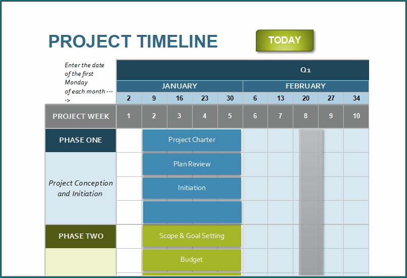  Free Printable Project Timeline Excel Template