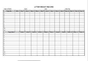 Puppy Weight Chart Template Example