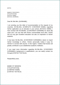 Recommendation Letter For Job Example