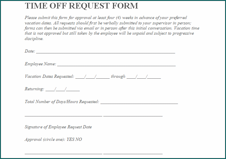 Request Time Off Form
