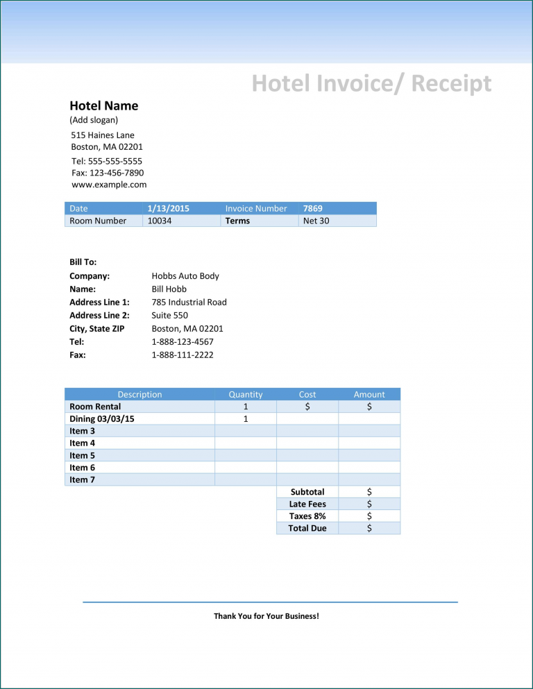 》Free Printable Reservation Receipt Template