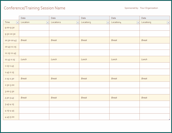 Sample of Availability Schedule Template