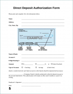 Sample of Bank Direct Deposit Form