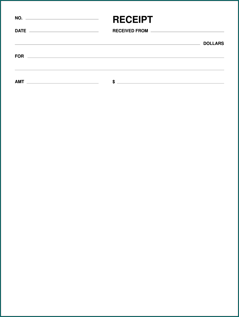 Sample of Blank Receipt Form