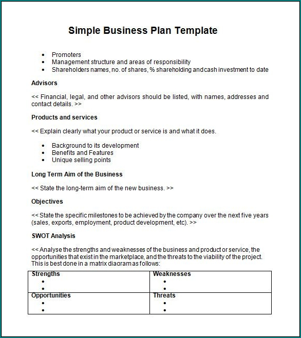 Sample of Business Plan Template Word
