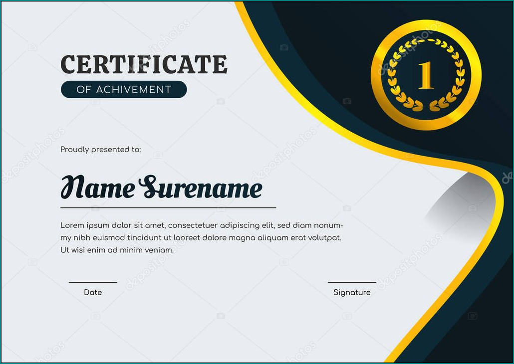 Sample of Certificate Of Achievement Template