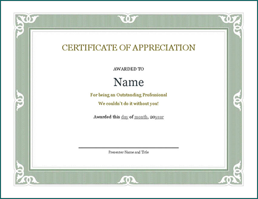 Sample of Certificate Of Recognition Template