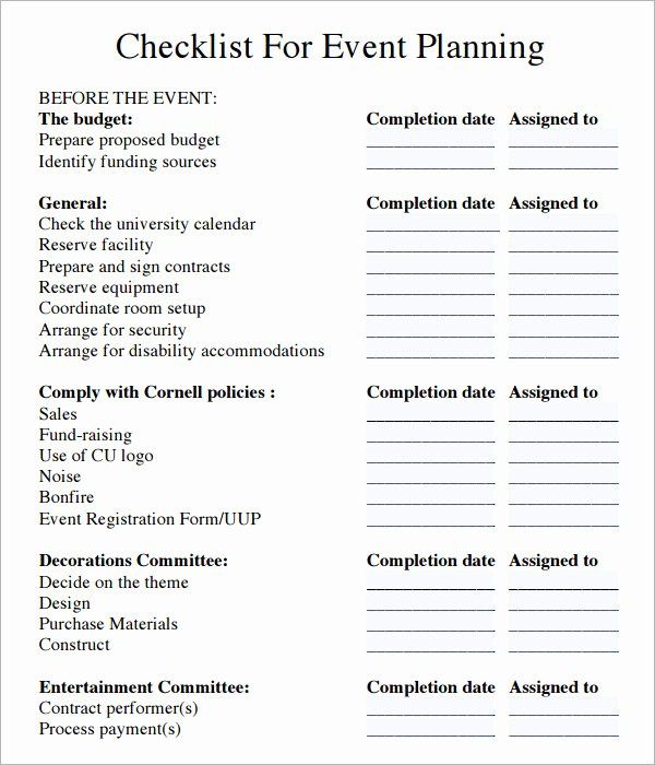 Sample of Church Event Planning Template