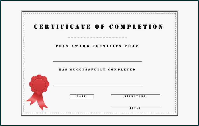 Sample of Course Completion Certificate Template