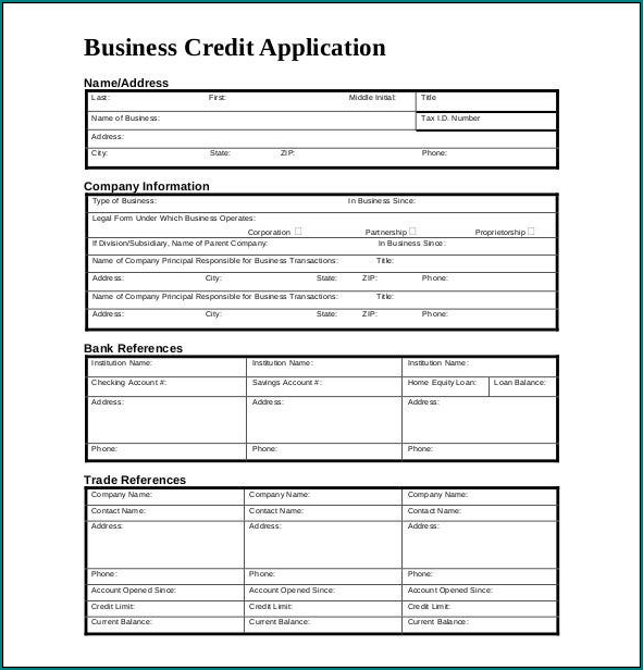Sample of Credit Application Template