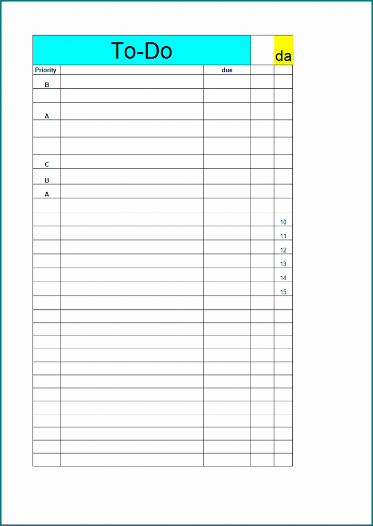 》free Printable Daily Checklist Template