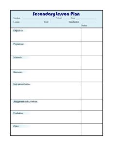 Sample of Daily Lesson Planner Template