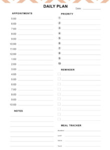 Sample of Day-to-day Planner Template