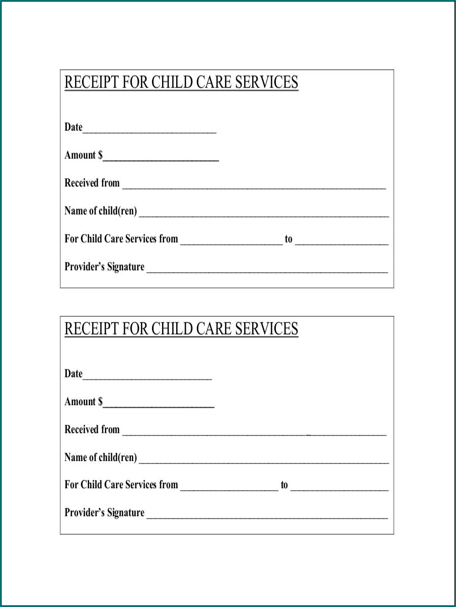 Sample of Daycare Receipt Template
