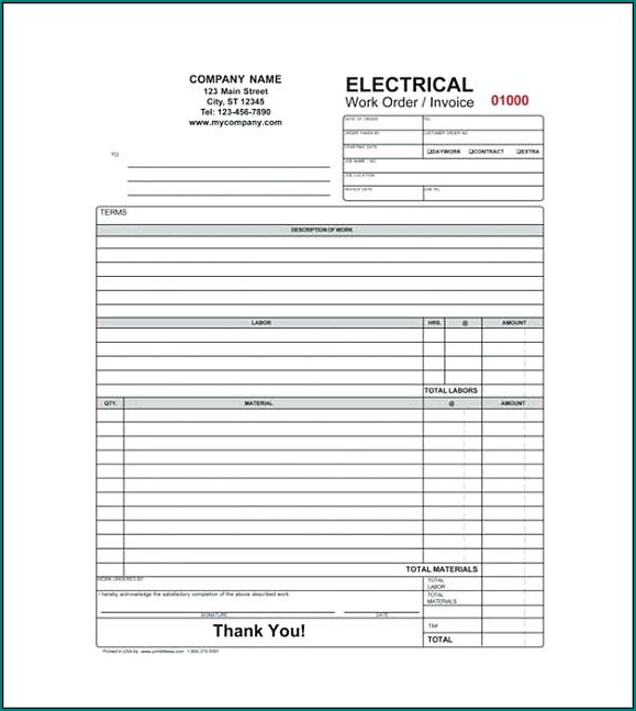 Sample of Electrician Receipt Template