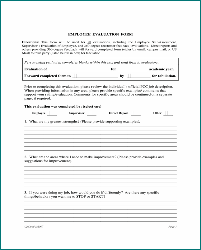Sample of Employee Feedback Form