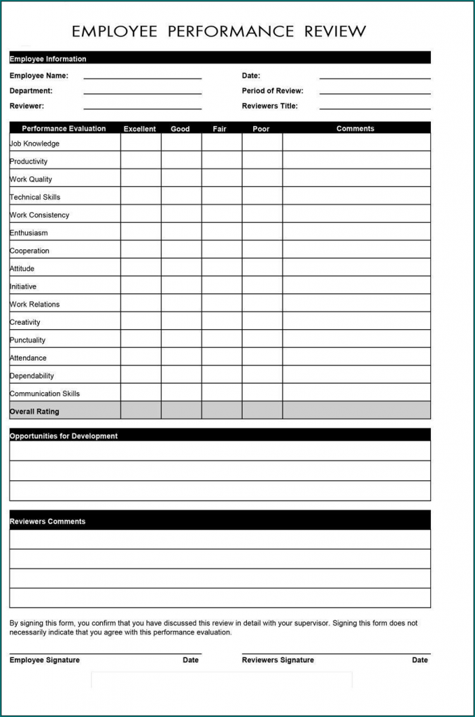 》free Printable Employee Review Form