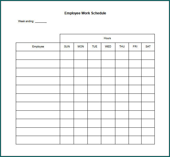 Sample of Employee Work Schedule Template