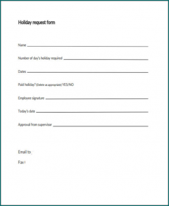 Sample of Holiday Request Form