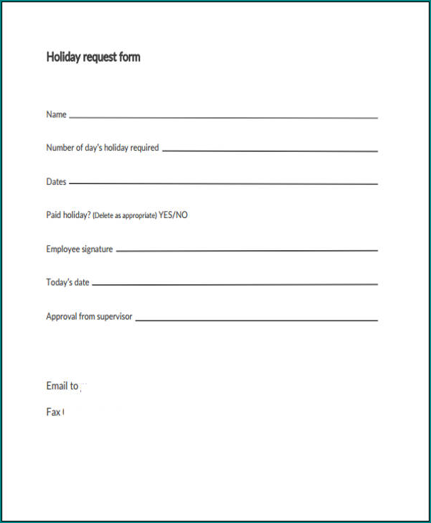 Sample of Holiday Request Form