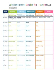 Sample of Homeschool Daily Planner Template