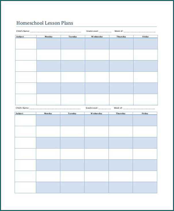 Sample of Homeschooling Schedule Template