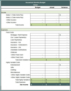 Sample of Household Budget Template | Bogiolo