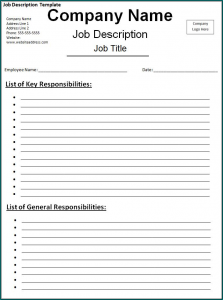 Sample of Job Requirement