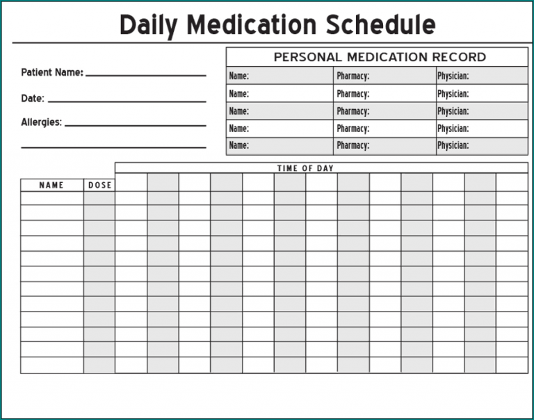 》Free Printable Medication Schedule Template