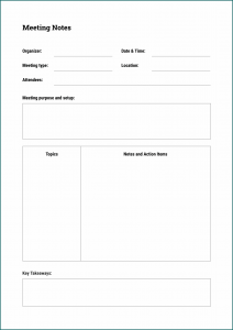 》Free Printable Meeting Notes Template