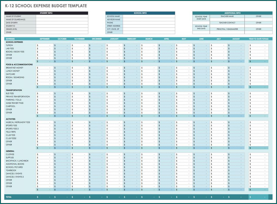 Sample of Monthly Budget Template