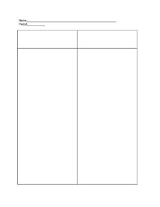 Sample of Printable T Chart Template