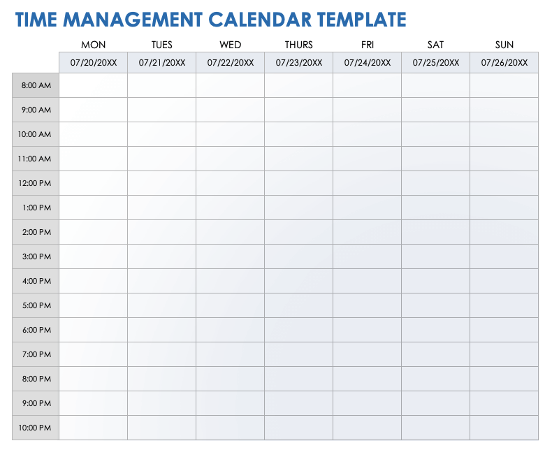 Sample of Printable Time Management Worksheet Template