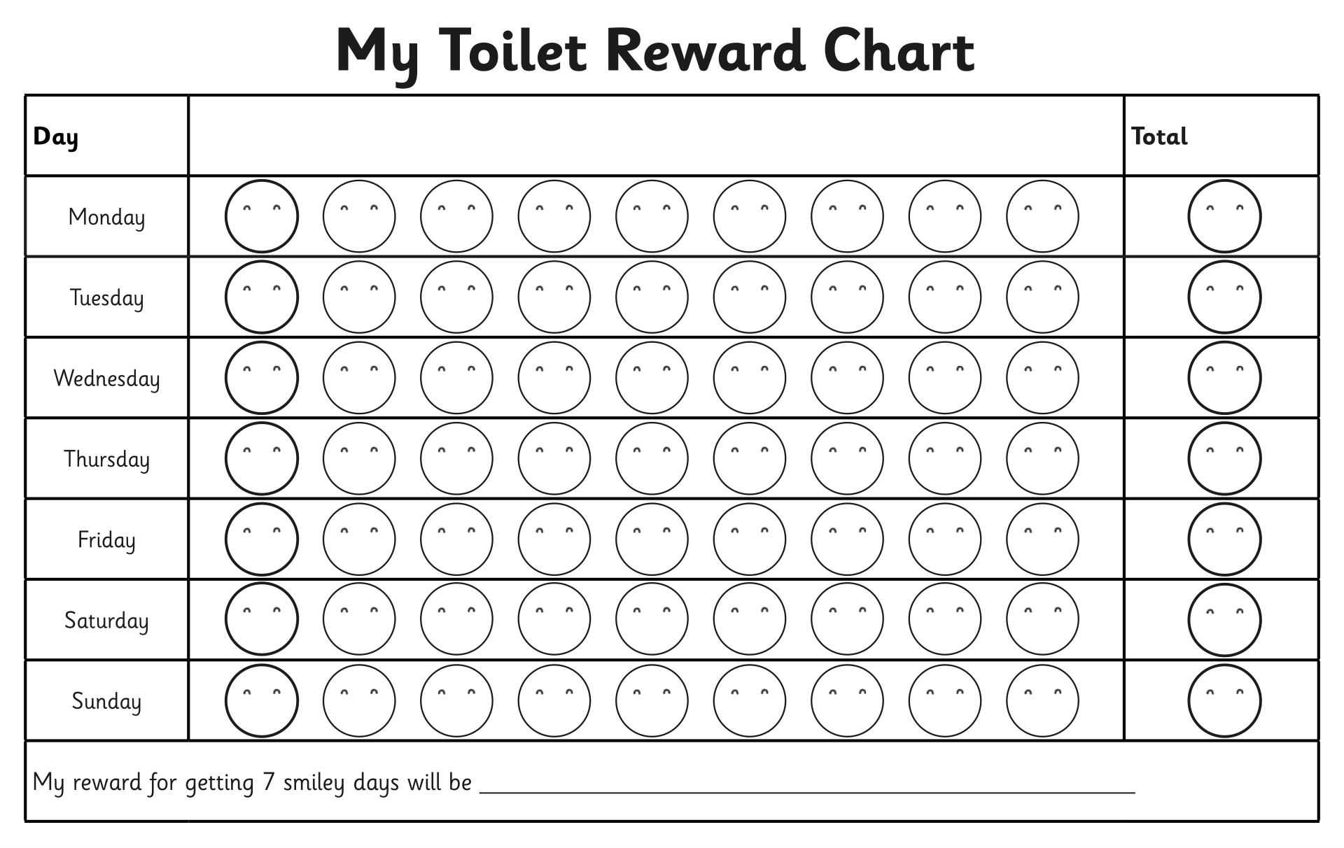 Sample of Printable Toilet Chart Template