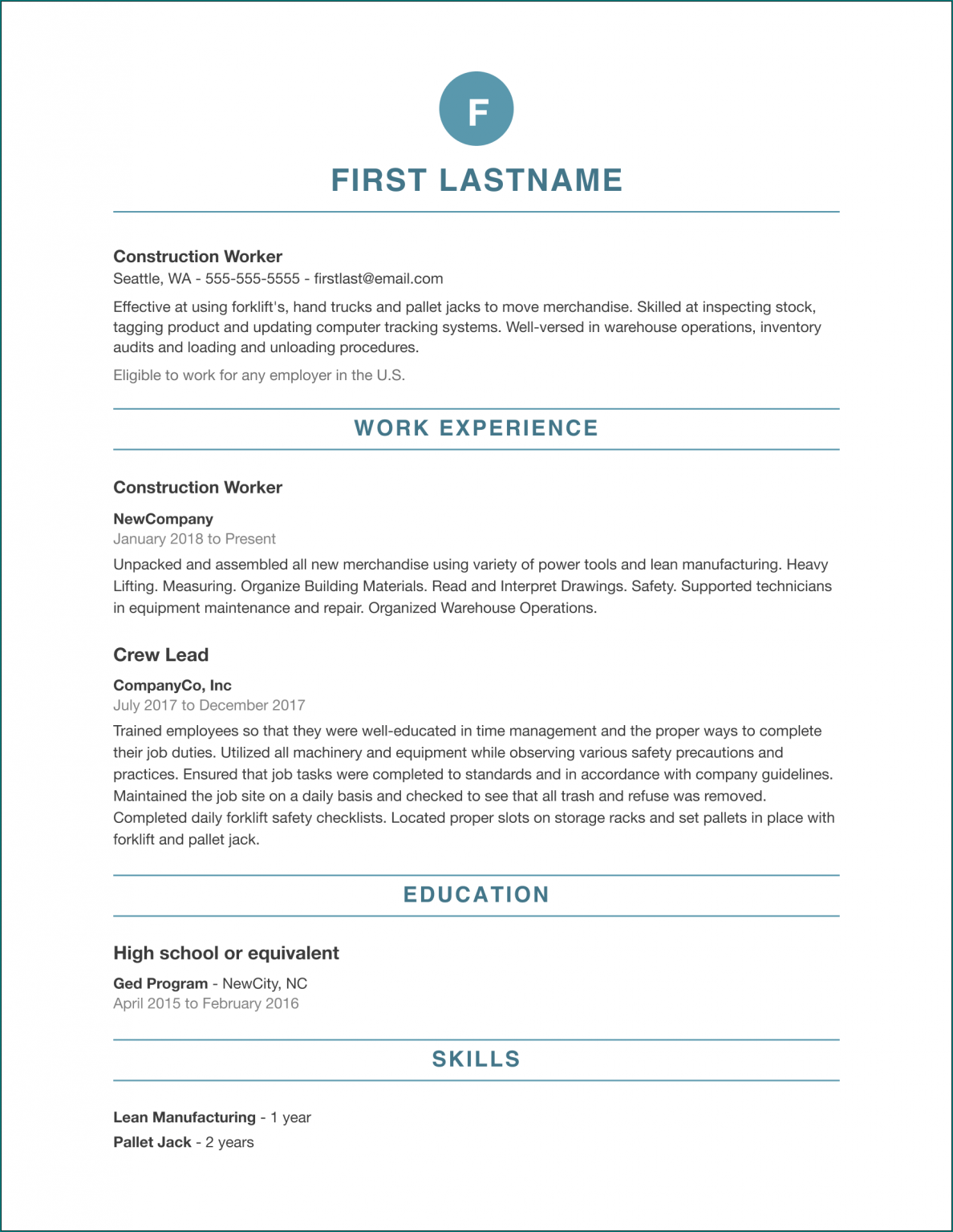 resume word template