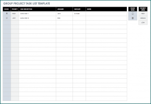 Sample of Project Task List Template