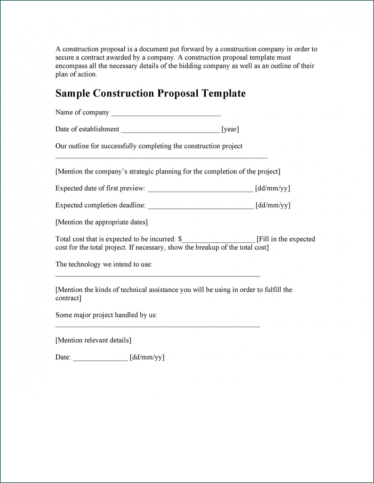 》Free Printable Proposal Letter