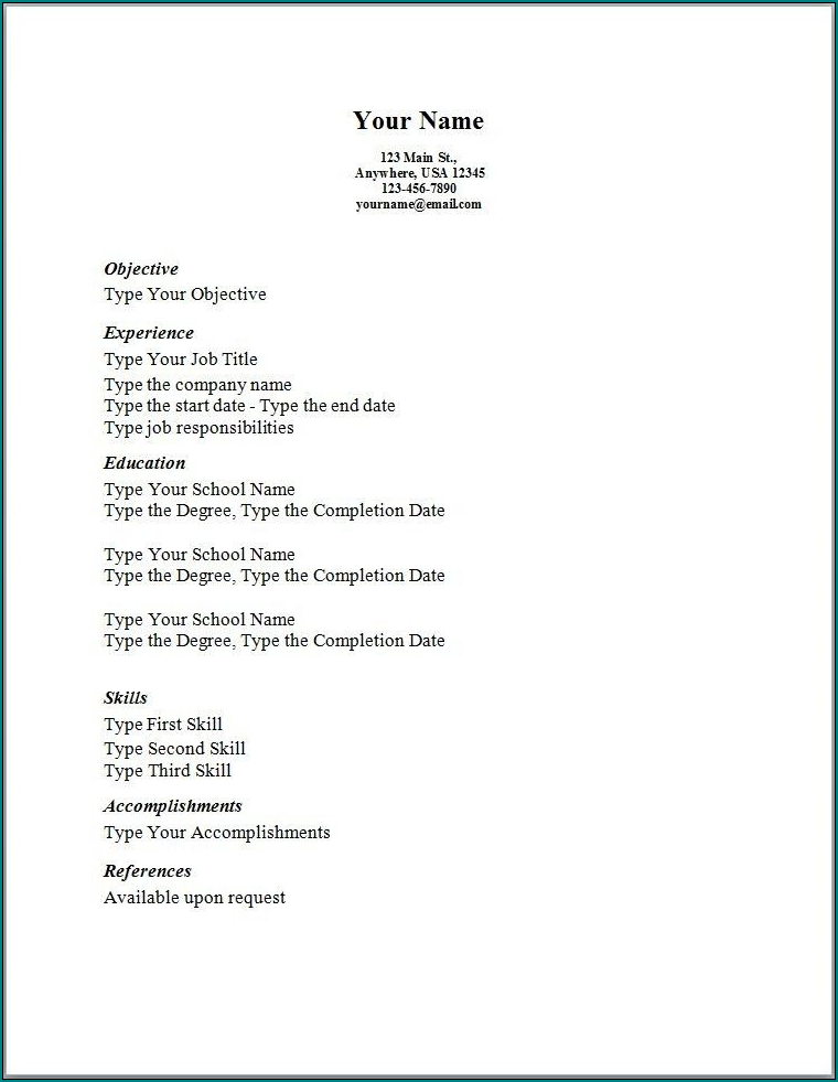 free words document resume templates download