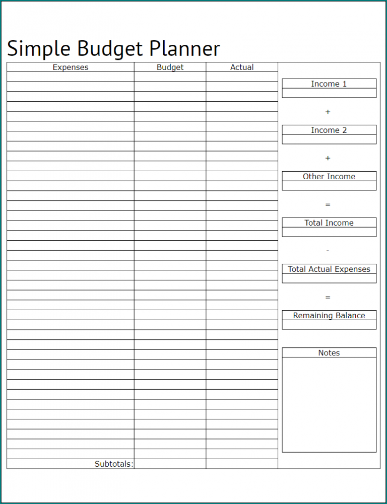  Free Printable Simple Budget Template Bogiolo