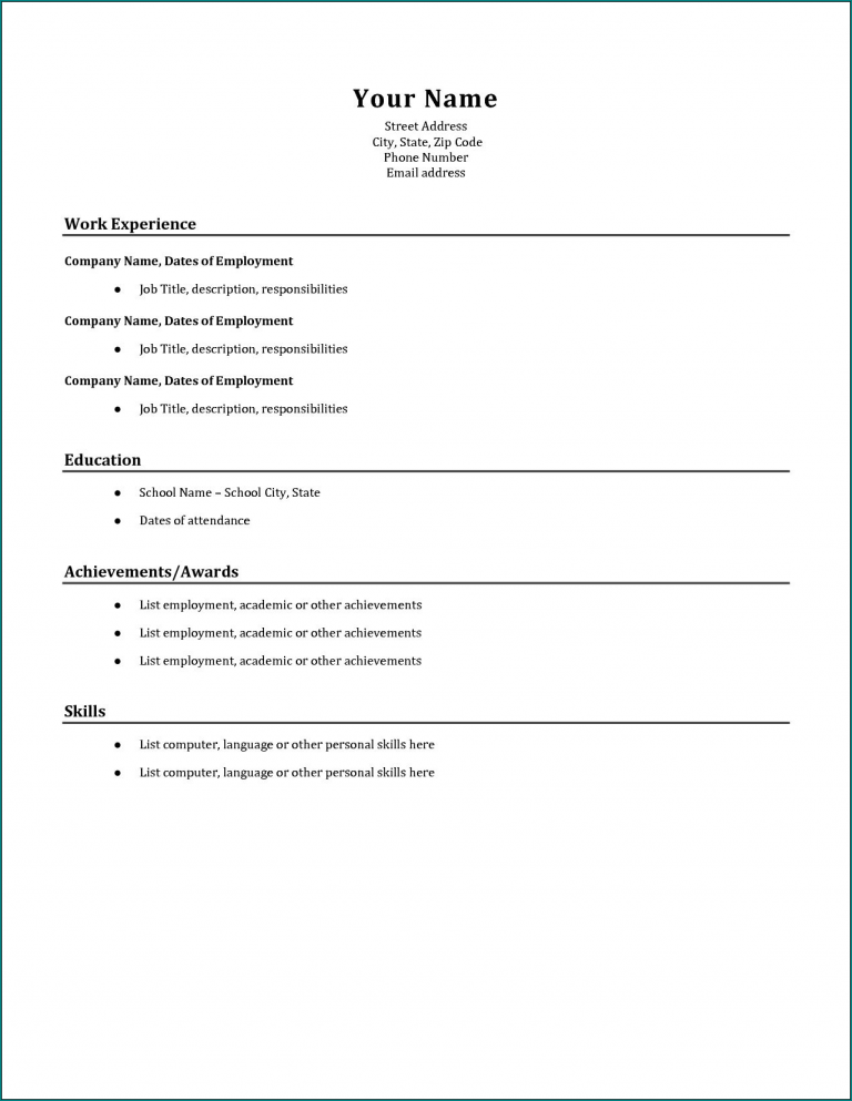 Sample of Simple Resume Format | Bogiolo