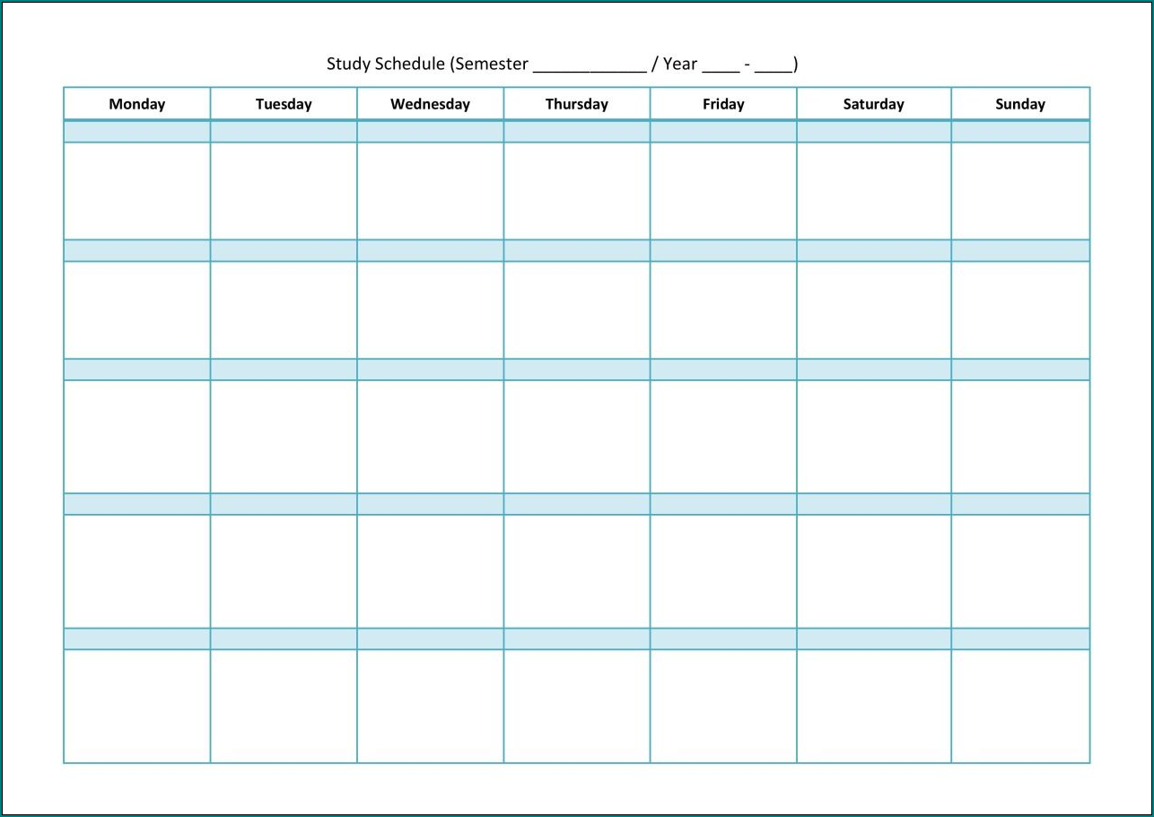 Sample of Study Schedule Template