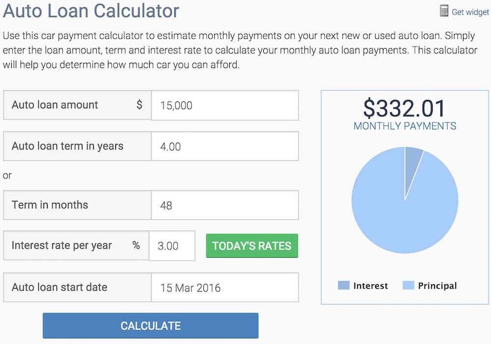 Sample of Vehicle Mortgage Payment Calculator Template