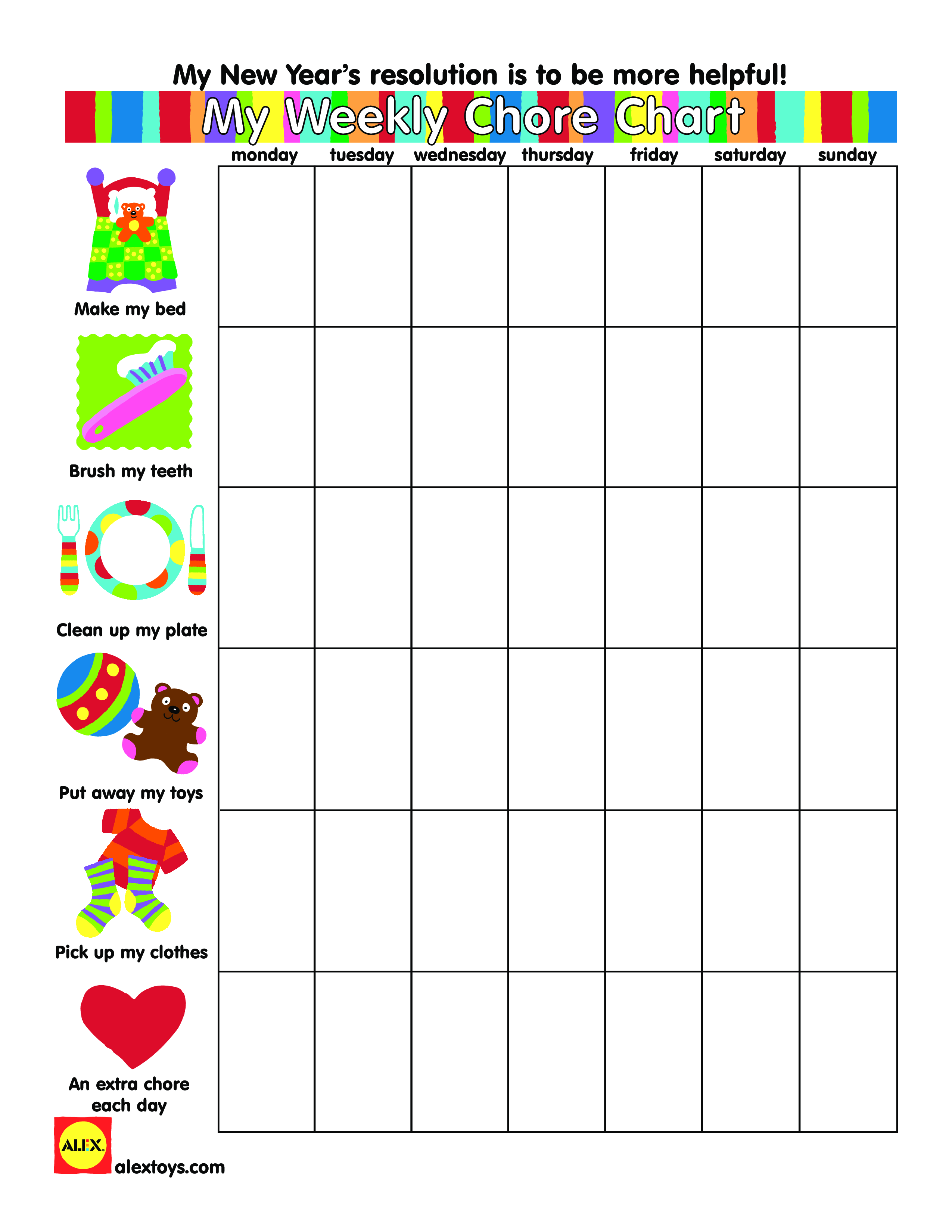 Sample of Weekly Chore Chart Template