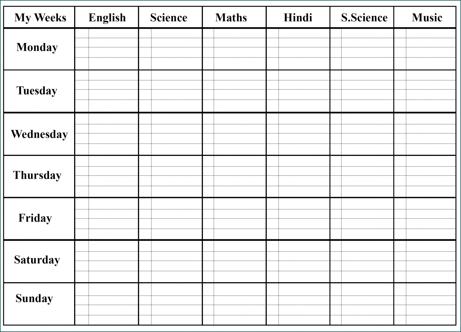  Free Printable Weekly Class Schedule Template