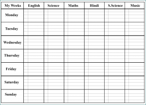 Sample of Weekly Class Schedule Template