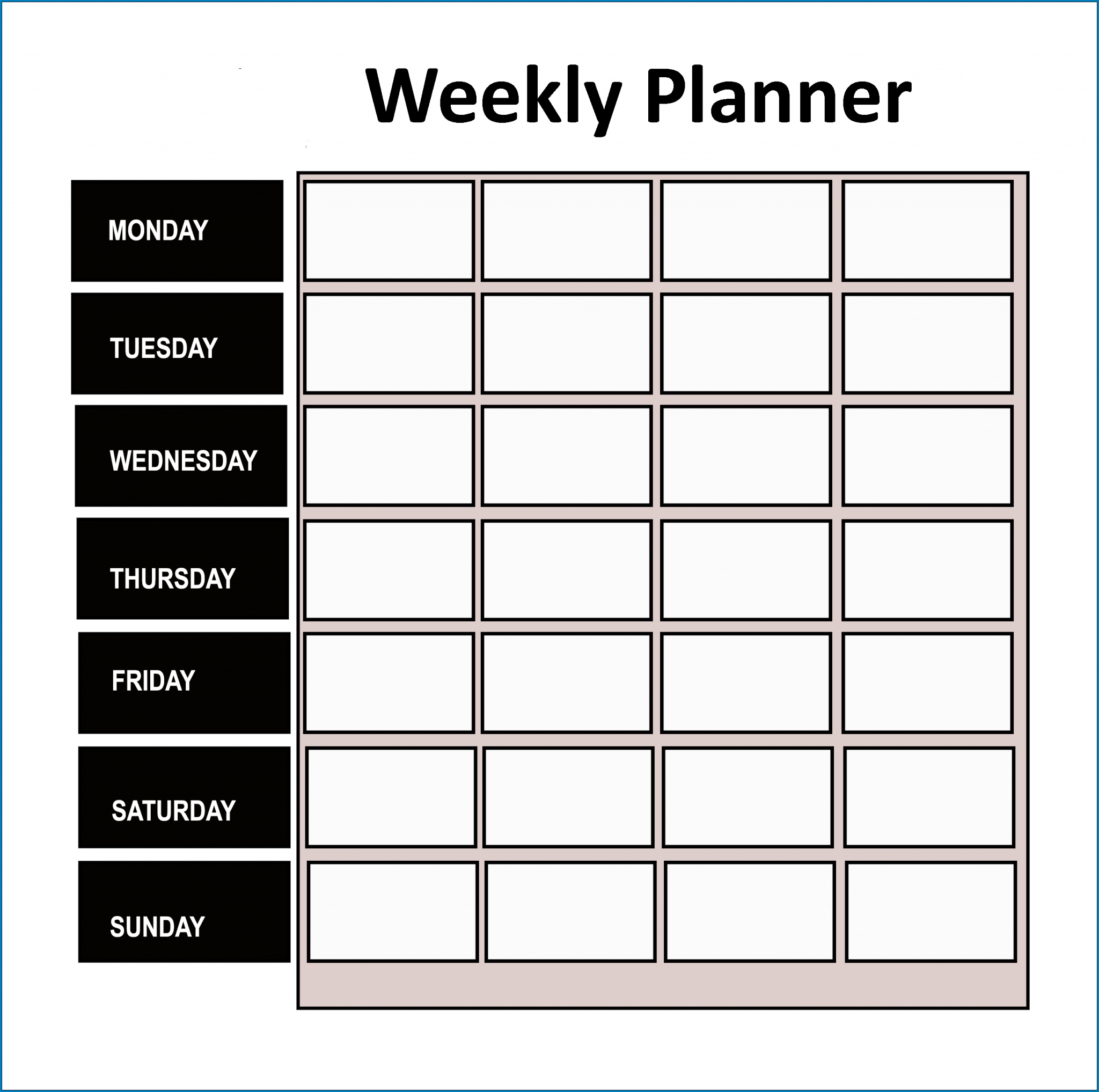 Sample of Weekly Planner Template